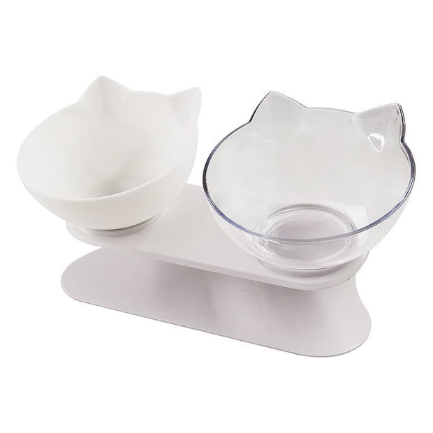 New Inclined Food Cat Ear Oblique Mouth Transparent Single Pet Bowl